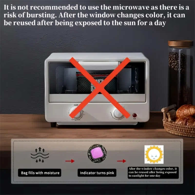 DS BS 2 Pack Reusable Dehumidifier Bags with Humidity Indicator MoistureAbsorber