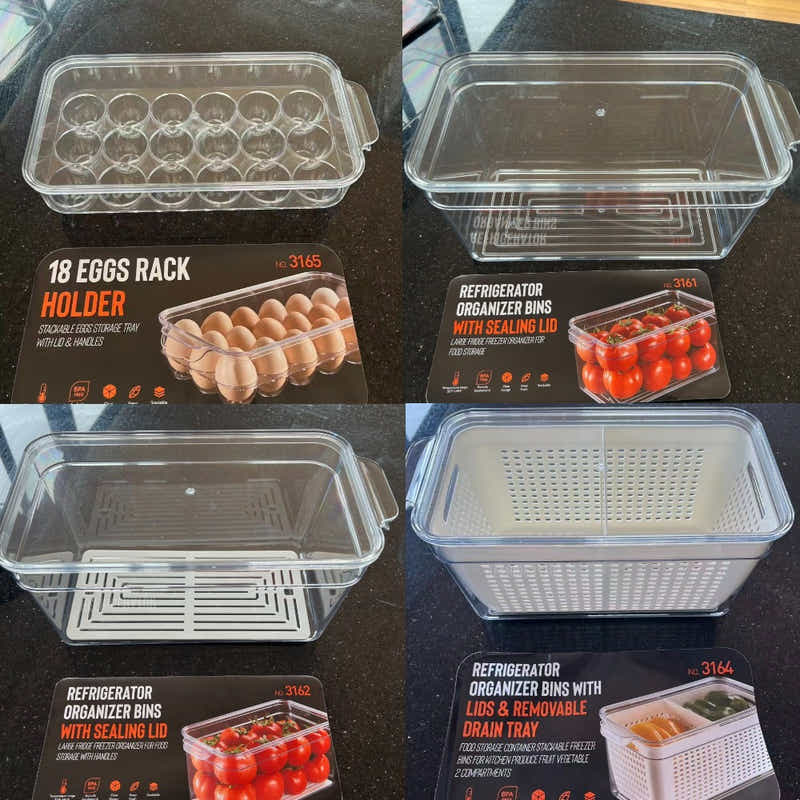 DS BS 4-Pack Refrigerator Organizer Bins with Lids