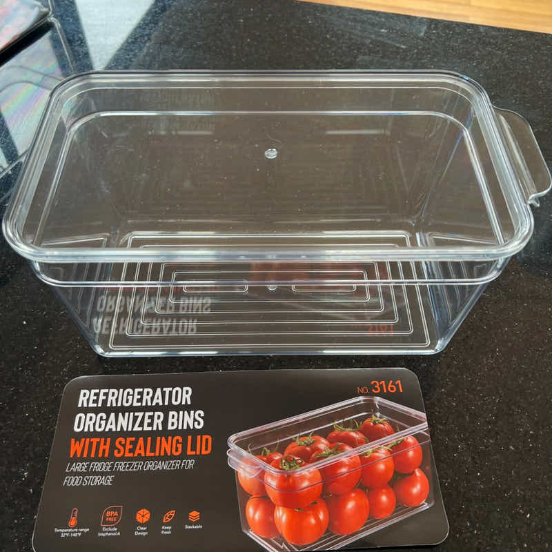 DS BS 4-Pack Refrigerator Organizer Bins with Lids