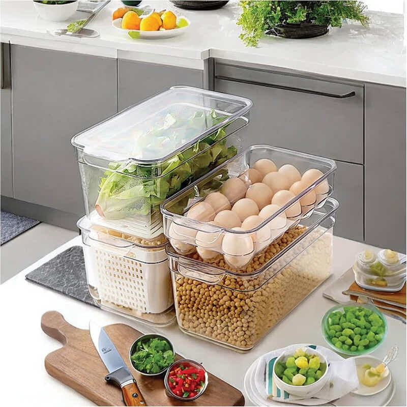 DS BS 4-Pack Refrigerator Organizer Bins with Lids