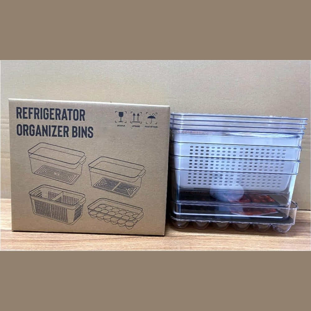 DS BS 4-Pack Refrigerator Organizer Bins with Lids