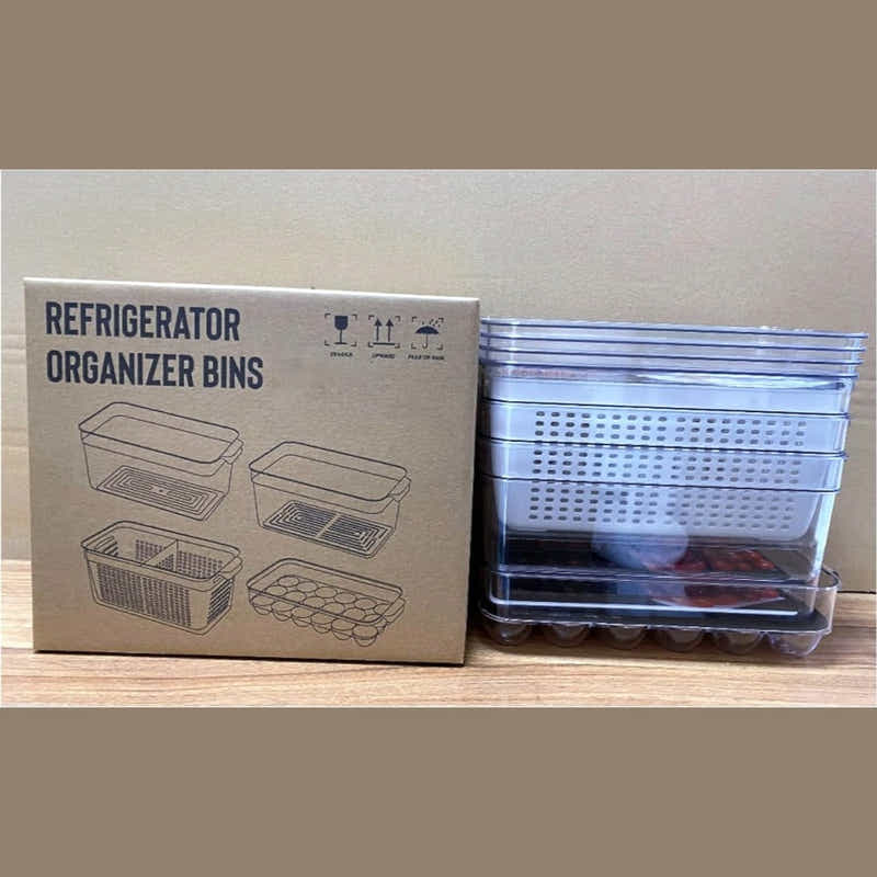 DS BS 4-Pack Refrigerator Organizer Bins with Lids