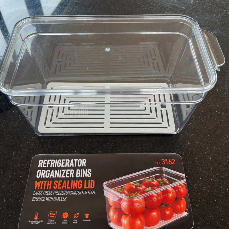 DS BS 4-Pack Refrigerator Organizer Bins with Lids