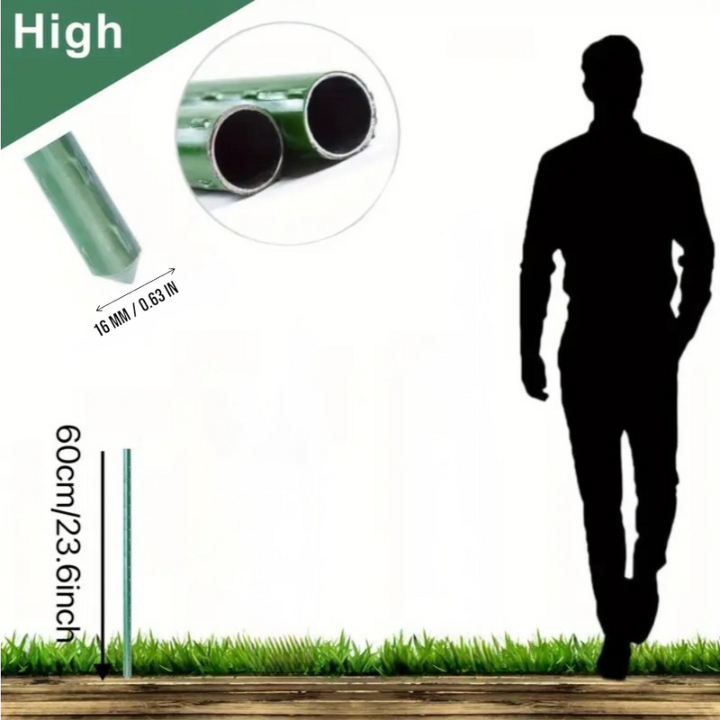 DS BS 10pcs 16mm×60CM Plastic Coated Metal Garden Stakes