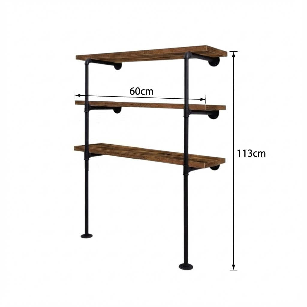 DS BS 3 Tier DIY Industrial Pipe Shelf 60CM