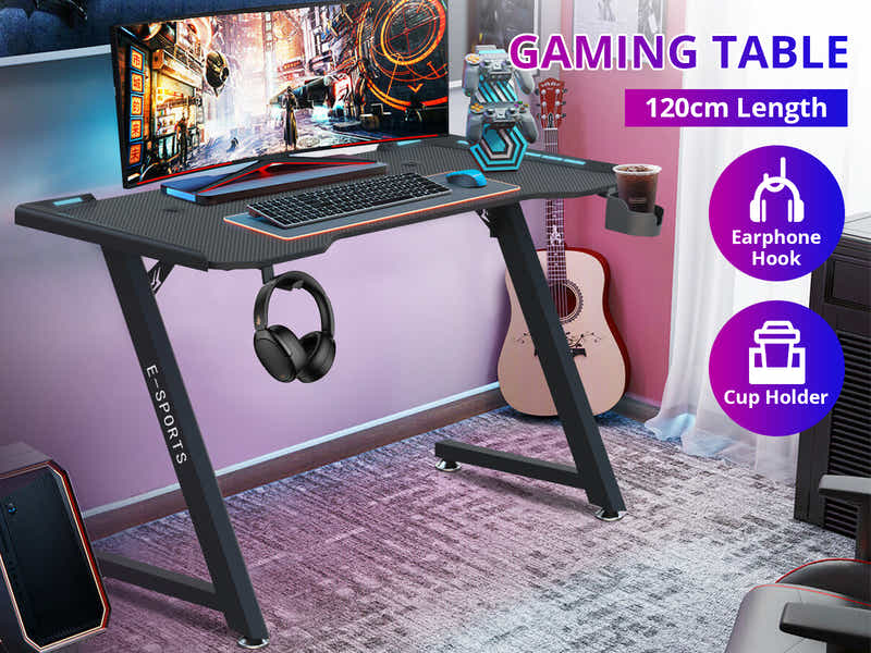 Gaming Table KZ-1 120cm with Wireless Charger and Mouse Pad & Nicola Gaming chair PVC Black