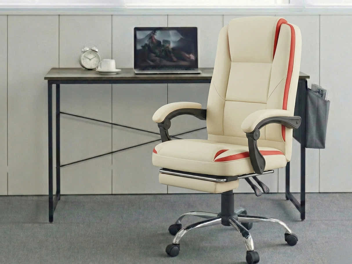 Koa Desk With Storage Bag & Siena Executive Office Chair PU Beige