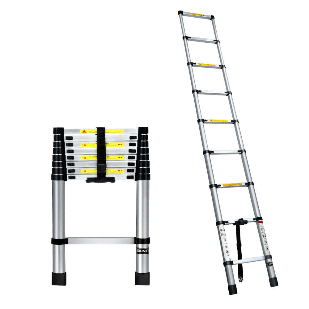Giantz 2.6M Telescopic Ladder Aluminium Extension Extendable Steps