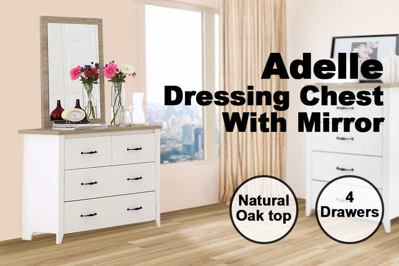 Adelle 4-Drawer Chest with Mirror