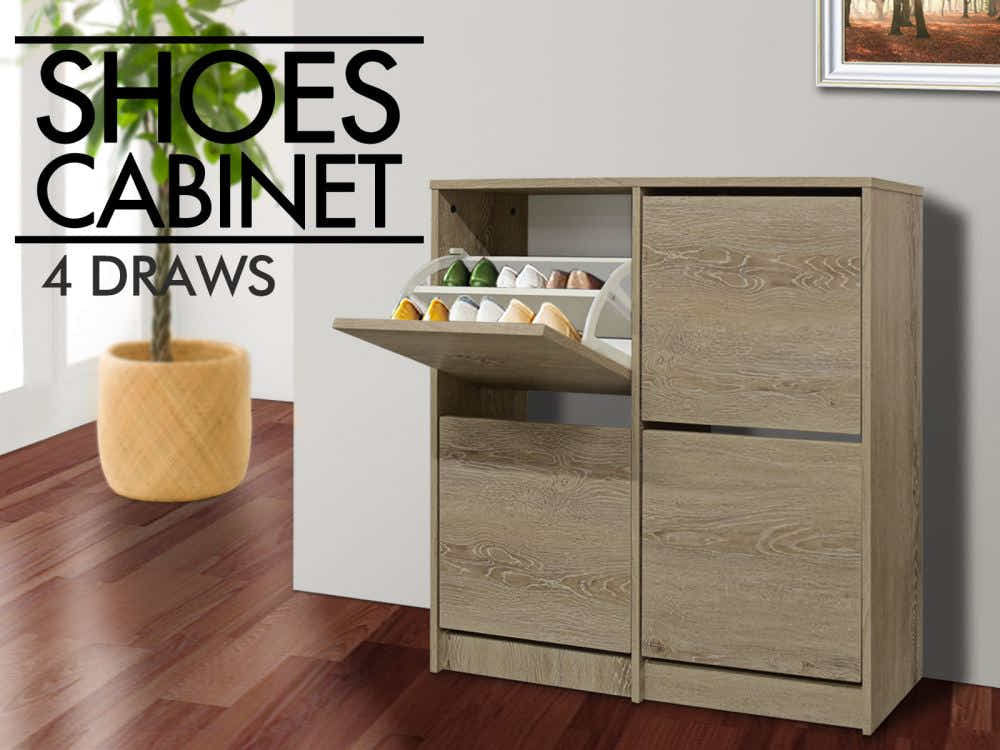 Enkel 4-Drawer Shoe Rack - Oak