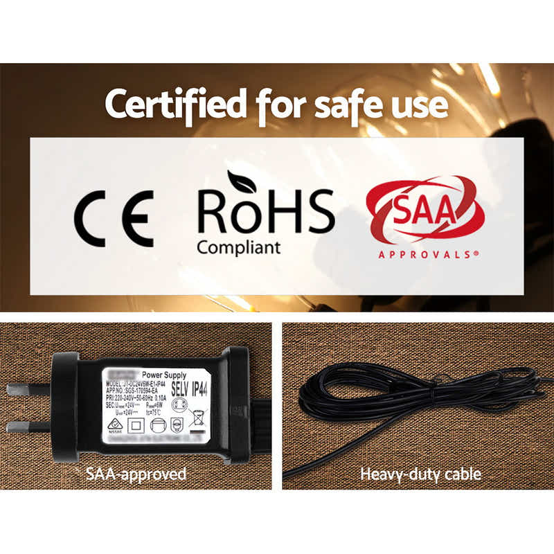 DS NA 68m Festoon String Lights LED Outdoor Wedding Party Garden Decor