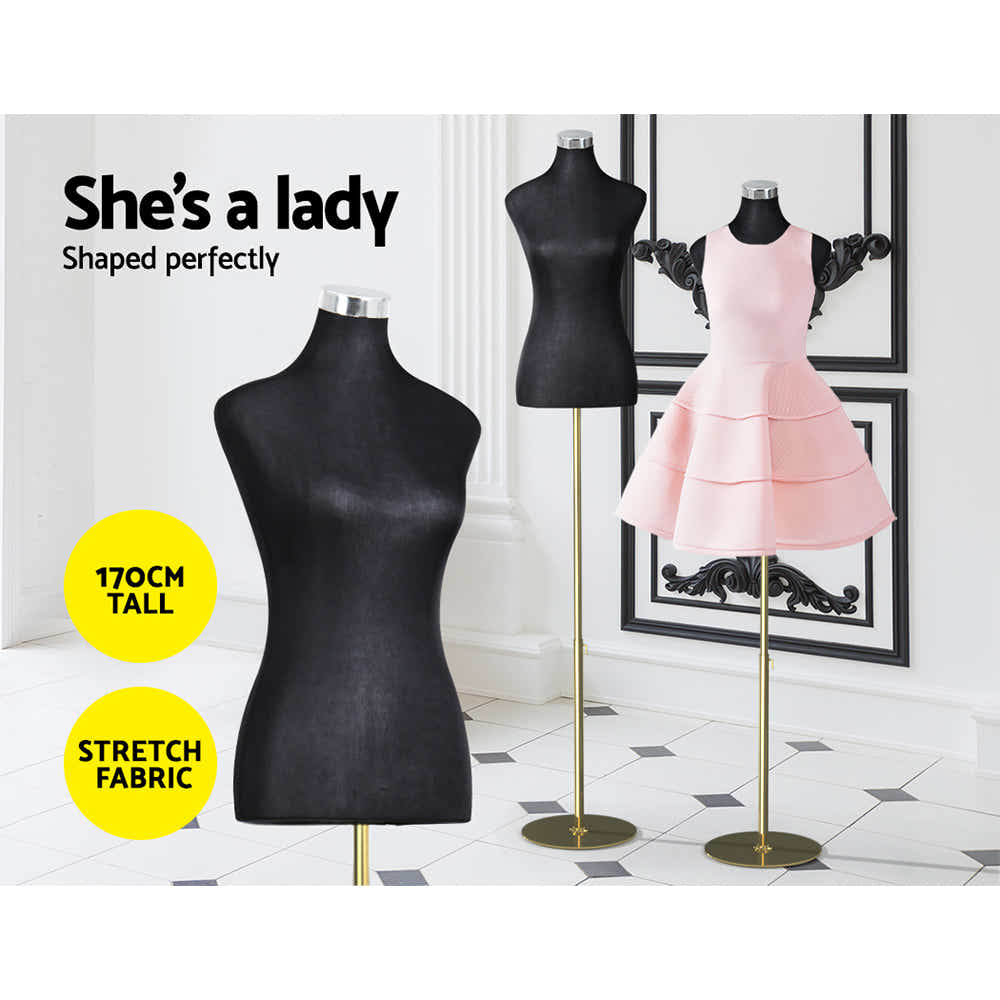 Female Mannequin Dummy Model Dressmaker Clothes Display Torso Tailor Black