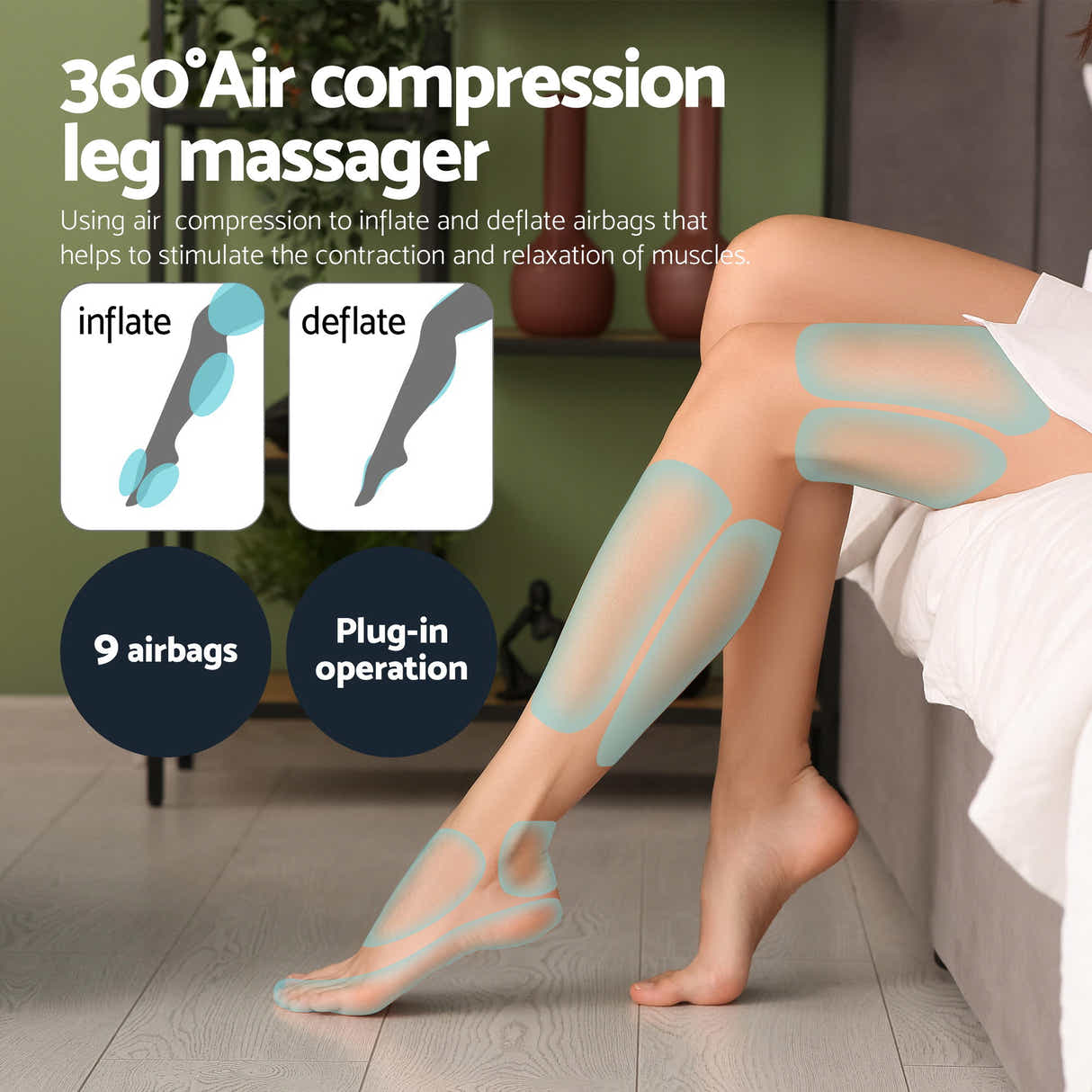 DS NA Livemor Electric Leg Foot Massager Air Wrap With Shiatsu Neck Massage Heat