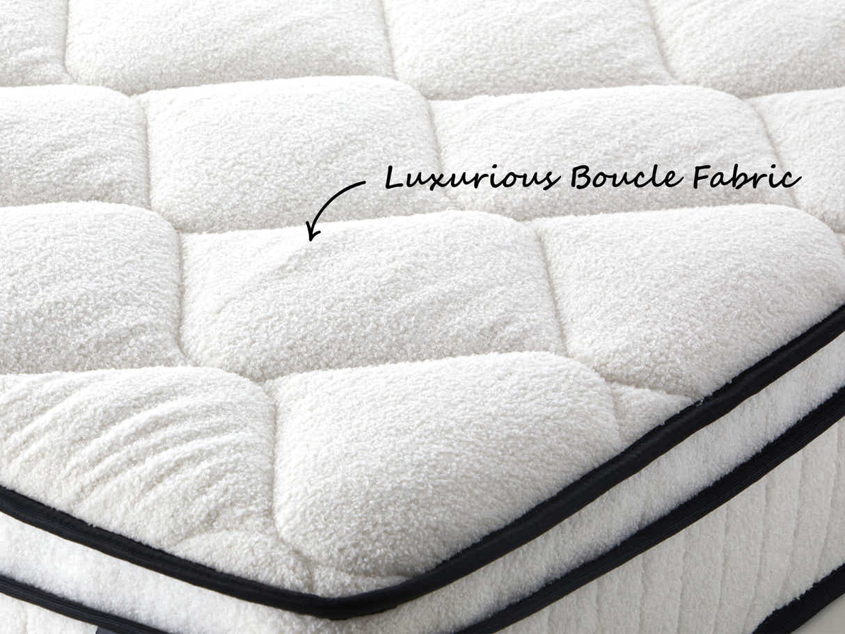 Aubrey Velvet Bed Frame & Boucle22 Mattress - Double