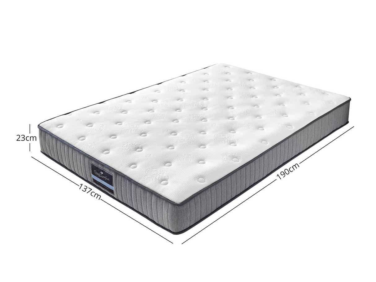 New Lisbeth Bed Frame Grey & FIRM23 Mattress - Double