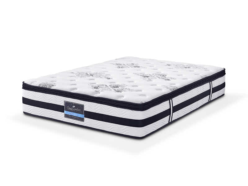 Vele‑C Bed Frame White & Euro Top Mattress K34 ‑ Double (Combo)