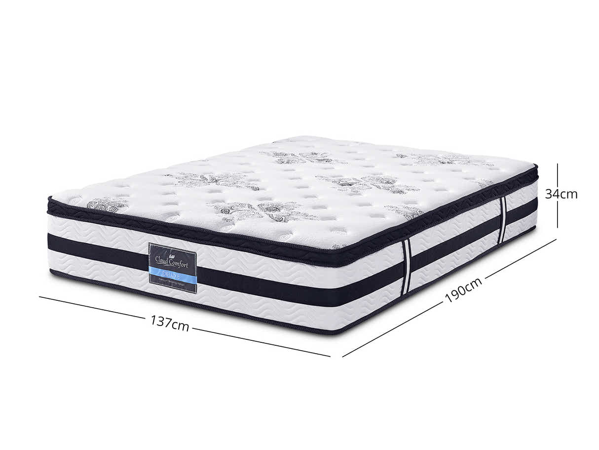Bass Storage Bed Frame Grey & Euro Top Mattress K34 - Double