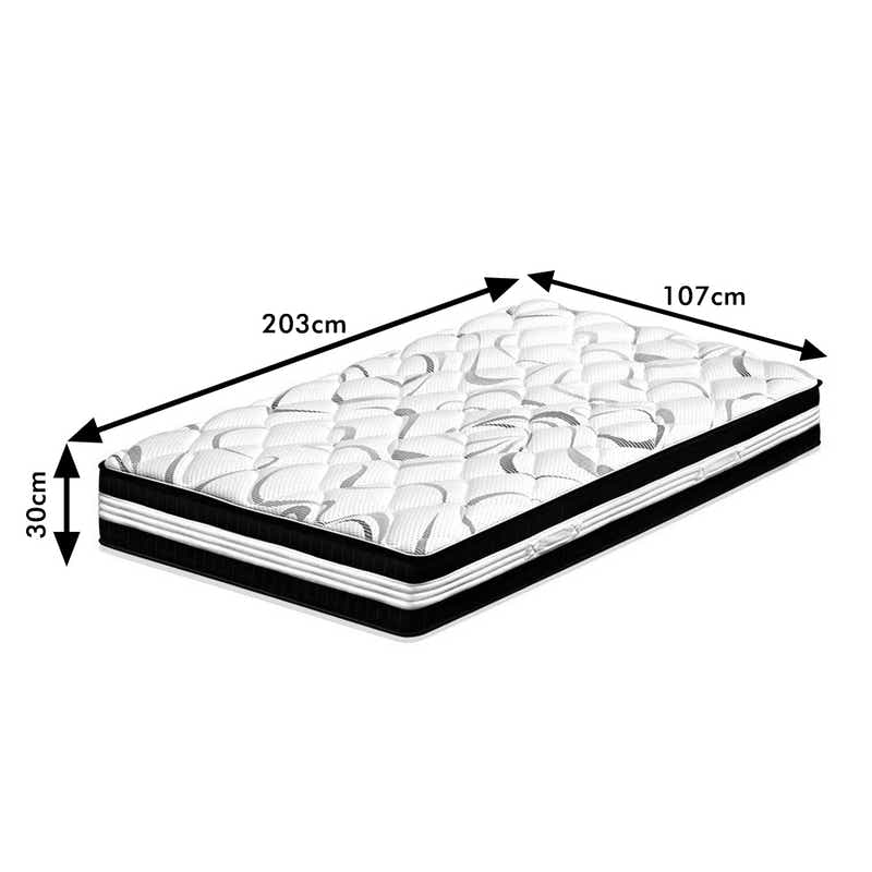 Sol Metal Bed Frame Black & L30 Mattress - King Single