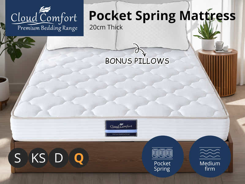 Euro Top Mattress PIL20 with Pillows - Queen