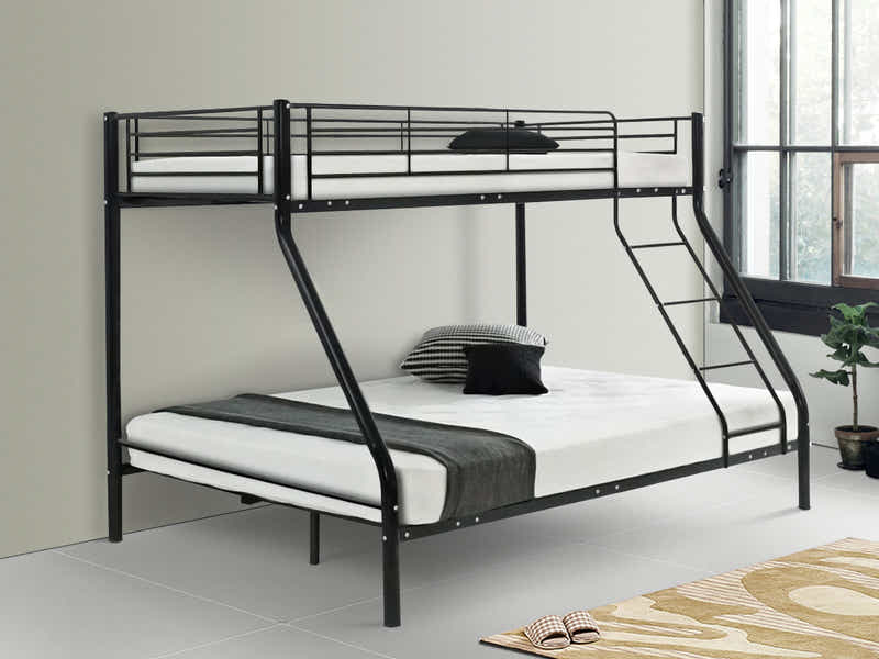 Metal Triple Bunk Bed - Black