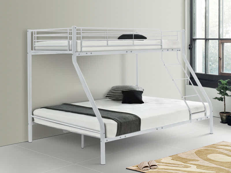 DS Metal Triple Bunk Bed - White