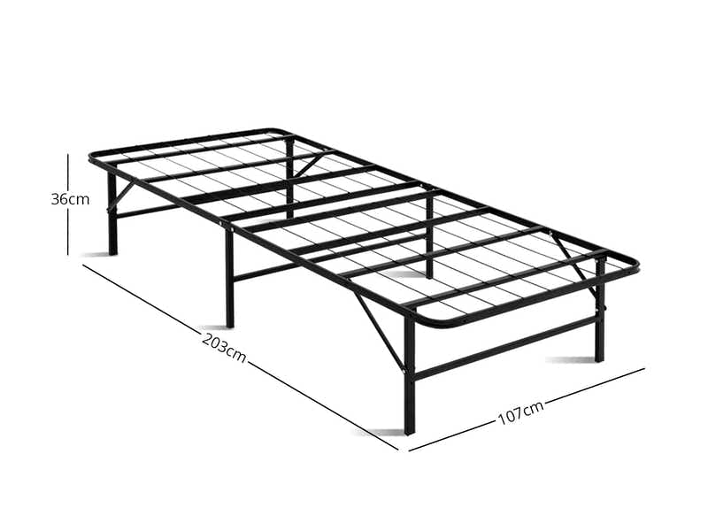 Folding Metal Bed Frame - King Single