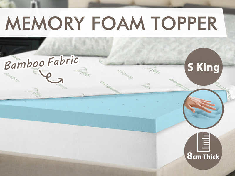 Memory Foam Mattress Topper 8 cm Blue – Super King