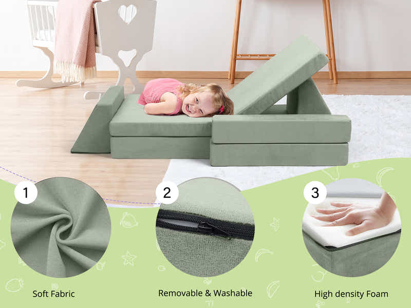 6-PC Modular Kids Play Couch Set - Green