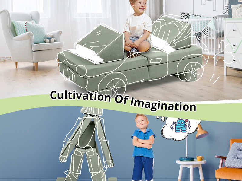 6-PC Modular Kids Play Couch Set - Green