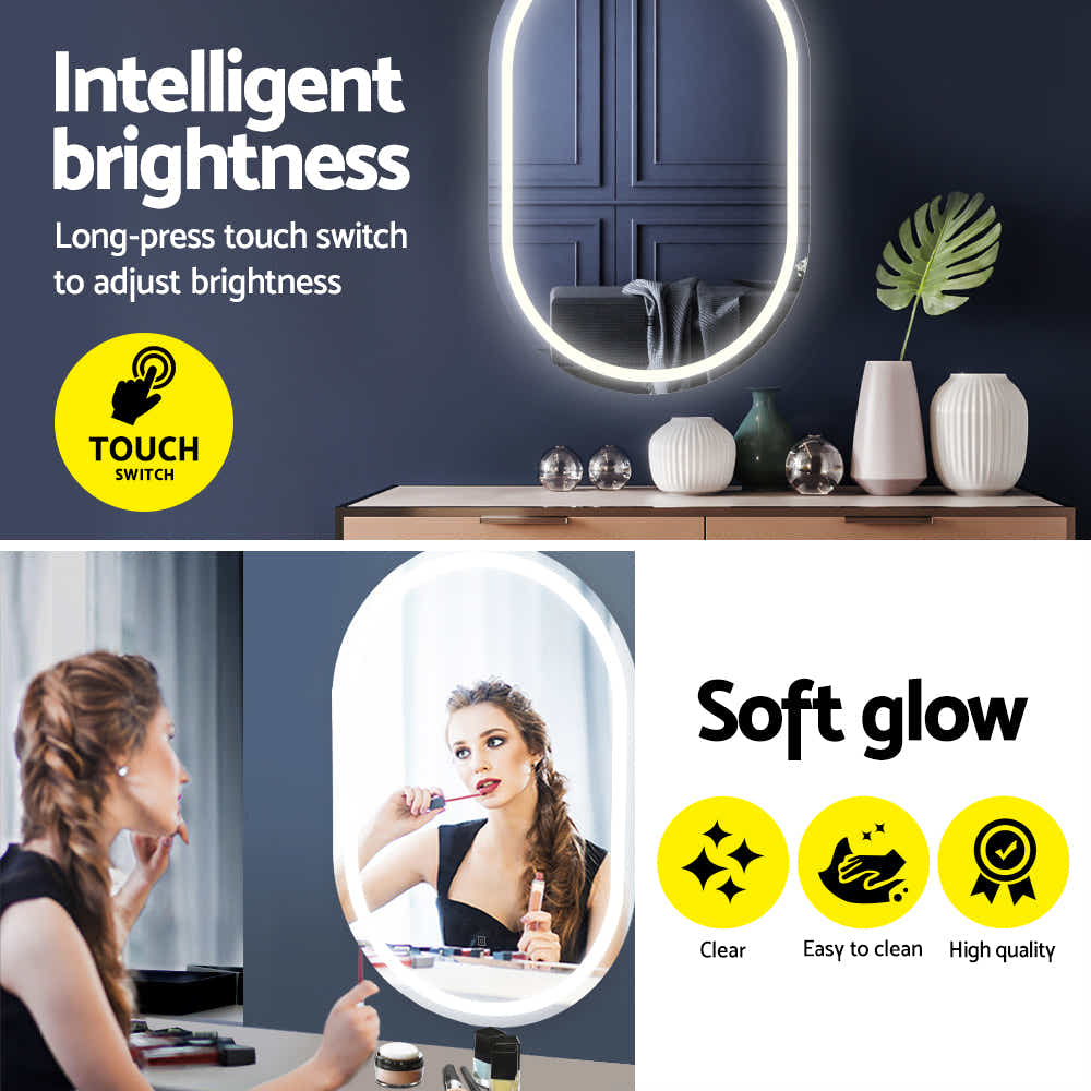DS NA Embellir 2 LED Wall Mirror With Light 50X75CM Bathroom Decor Mirror Vanity