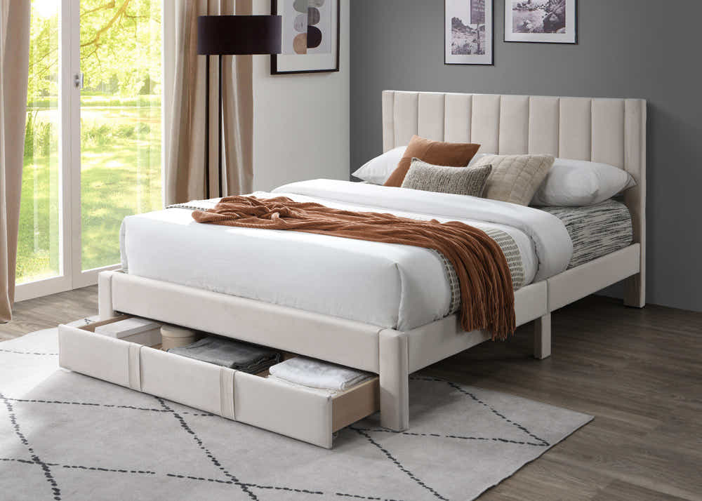 Manolo Bed Frame With Drawer - King