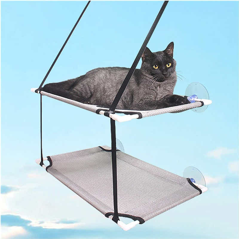 DS BS Double Layer Suction Cup Cat Window Perch Hammock