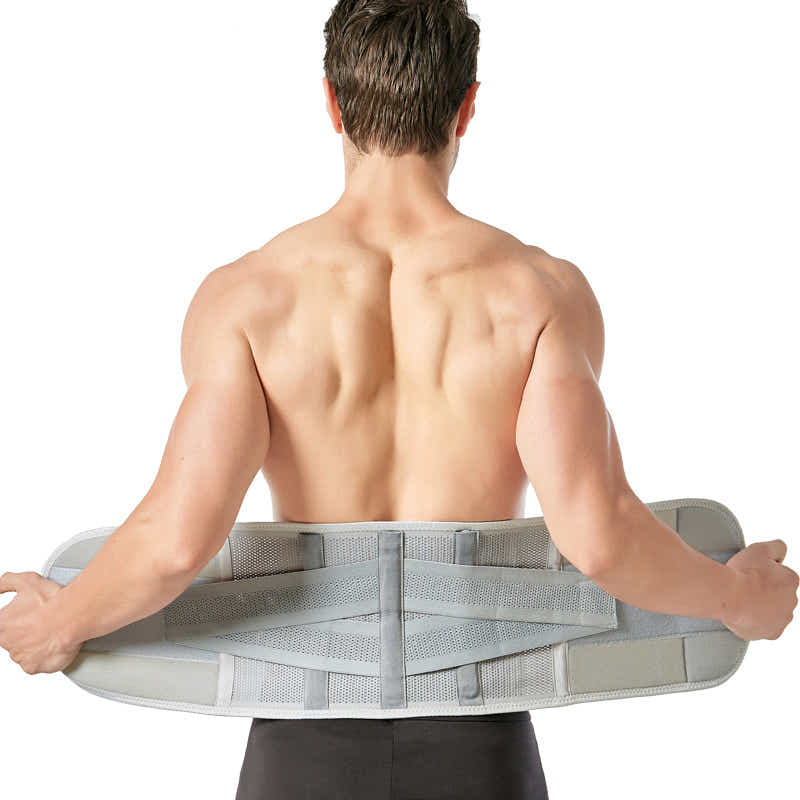 DS BS Adjustable Breathable Lumbar Back Brace Gray-L