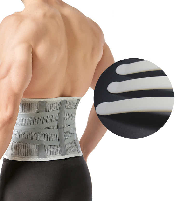 DS BS Adjustable Breathable Lumbar Back Brace Gray-XL