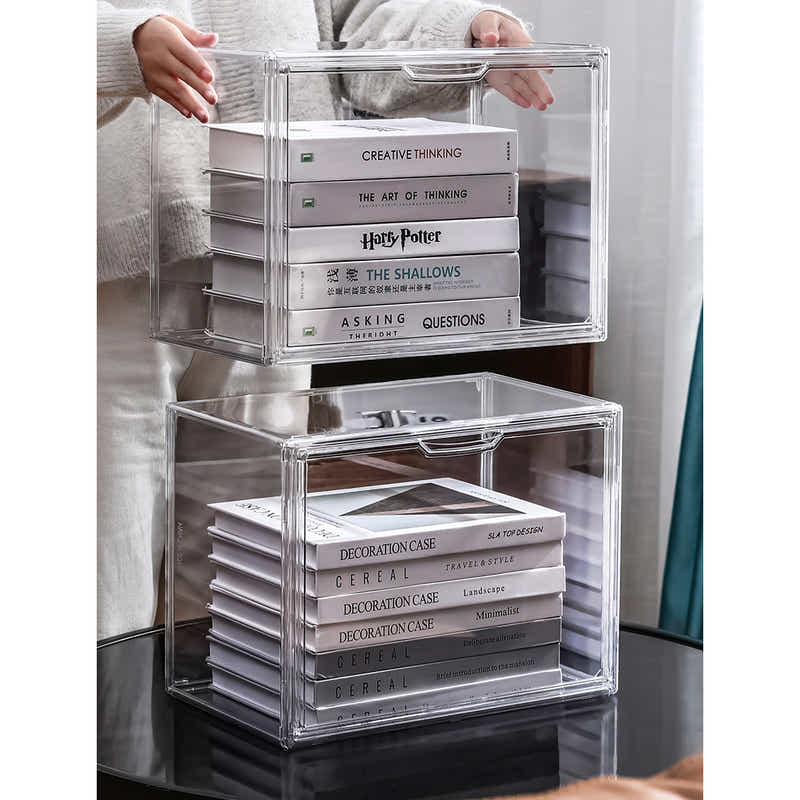 DS BS Clear Stackable Plastic Storage Case with Magnetic Lid
