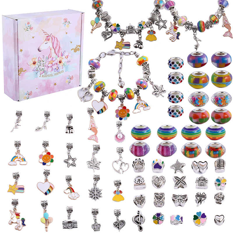 DS BS 63 Pcs DIY Charm Bracelet Making Kit-Multicolor