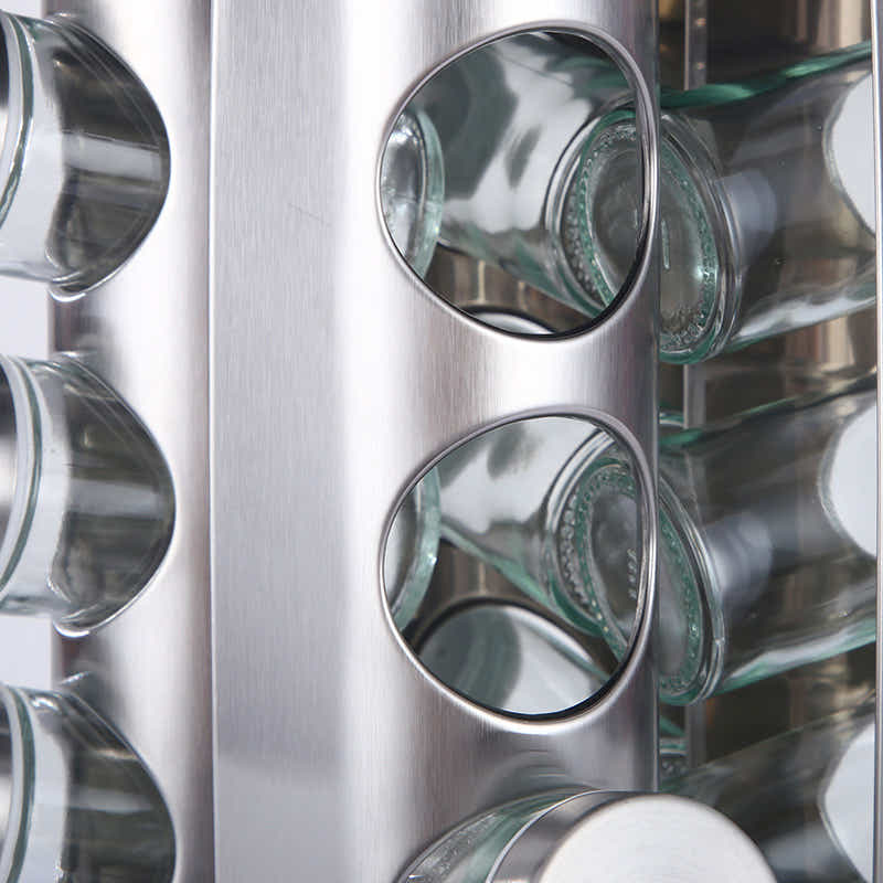 DS BS Revolving 20-Jar Countertop Spice Rack Stainless Steel