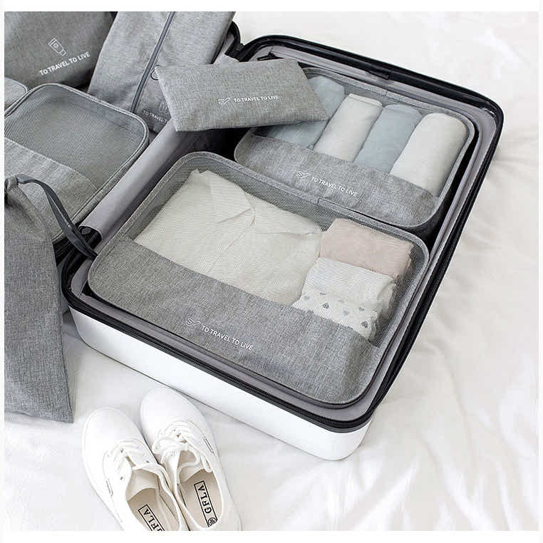 DS BS Travel Storage Luggage Organizer Pouch Set of 7-Pink