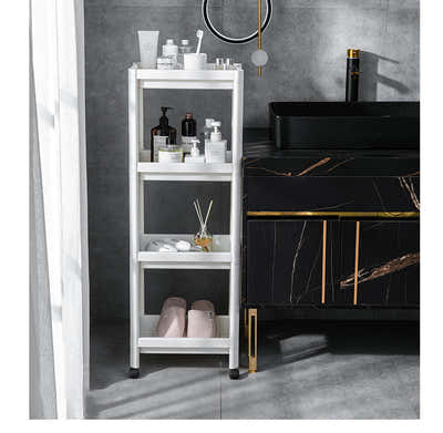 DS BS 4 Tier Wide Slide-Out Trolley Rack Shelf Organizer