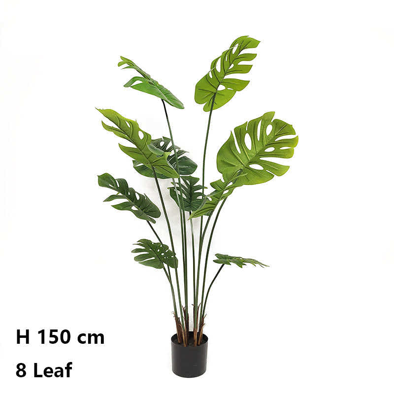 DS BS Artificial Plastic Tropical Palm Tree Monstera-150CM