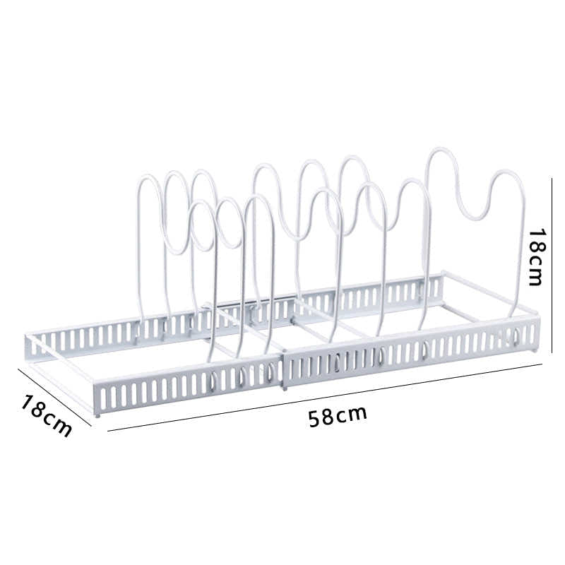 DS BS Adjustable Pot Lid Organizer Dividers Rack 7 Grid-White