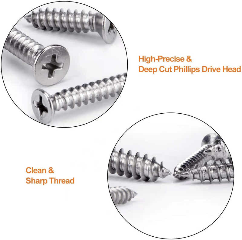 DS BS 265pc Stainless Steel Phillips Flat Head Self-Tapping Screws Set