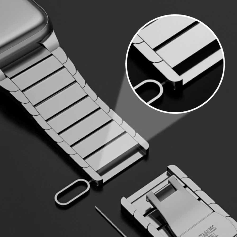 DS BS Ultra-Thin Solid Stainless-Steel Band for Apple Watch 41/40/38MM-Black