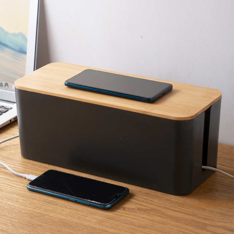 DS BS Cable Management Box with Bamboo Lid-L