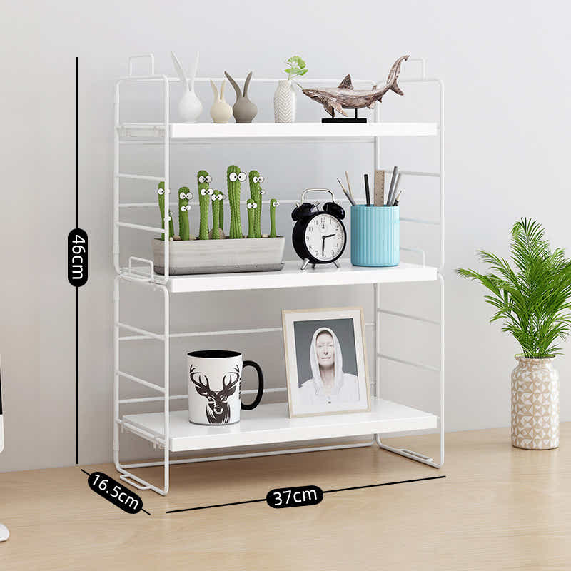DS BS 3-Tier Steel Wood Countertop Shelf Standing Rack-White
