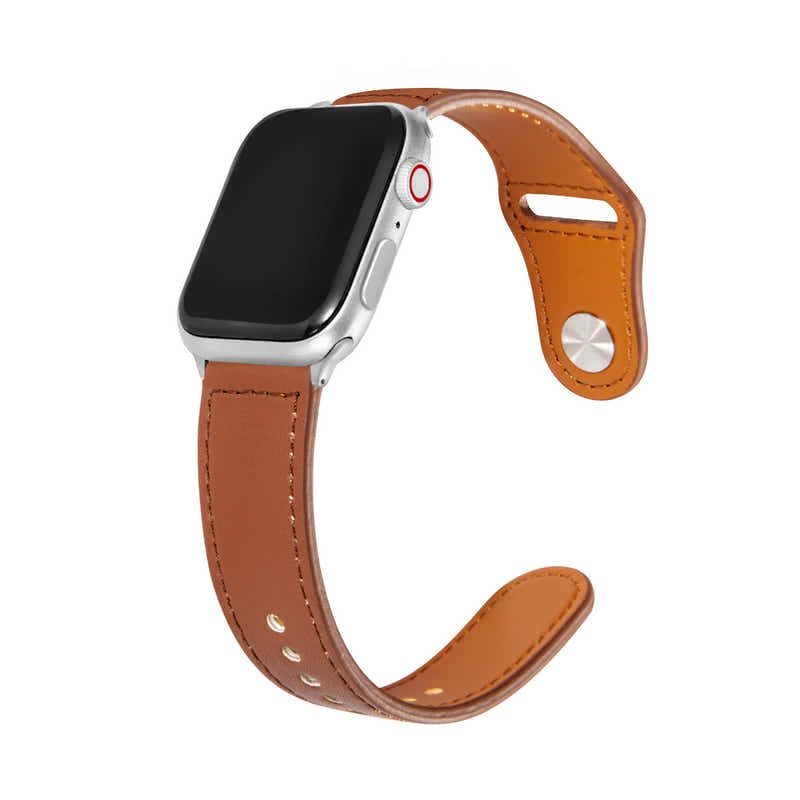 DS BS Leather Bands Compatible With Apple Watch Band for 42MM 44MM 45MM-Brown