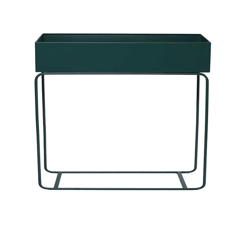 DS BS Indoor Metal Tall Rectangle Tray Plant Pot Stand-Green