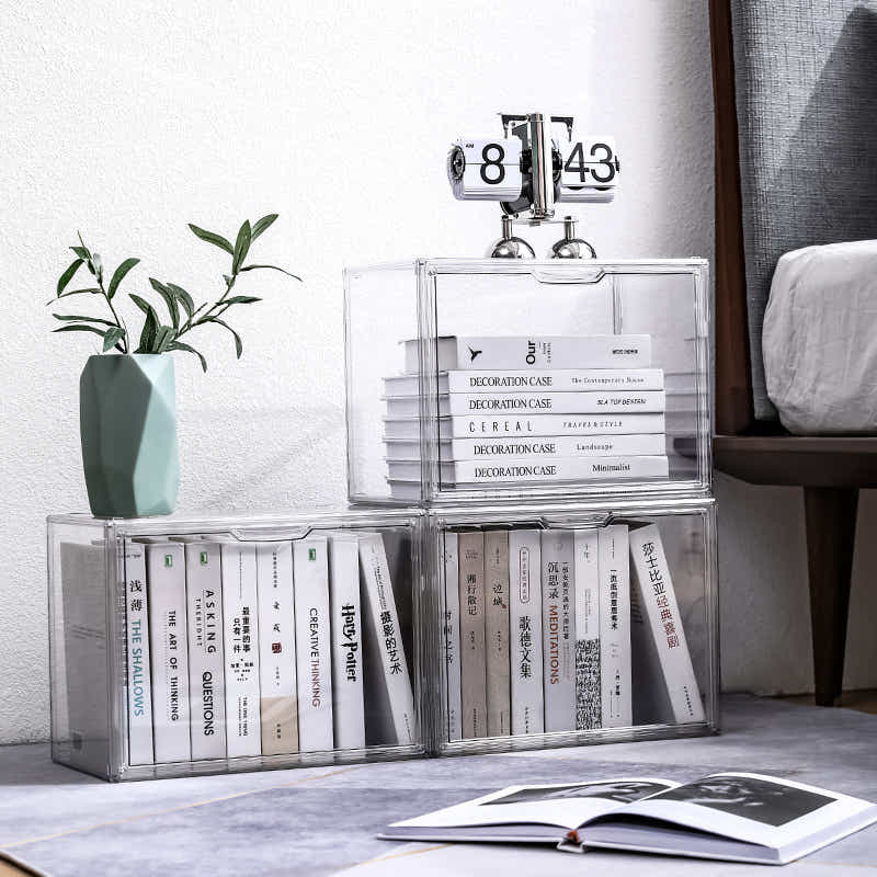 DS BS Clear Stackable Plastic Storage Case with Magnetic Lid