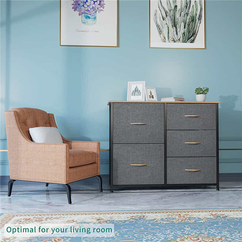 DS BS 5 Drawers Steel Frame Fabric Storage Tower