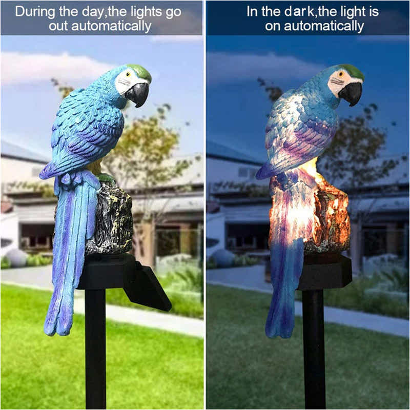 DS BS Outdoor Garden Parrot Bird Solar LED Decor Light-Blue